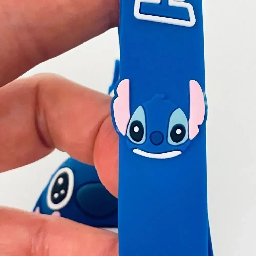 NWT Disney We love Stitch on Moped Blue Wristlet Key holder Keyring Keychain